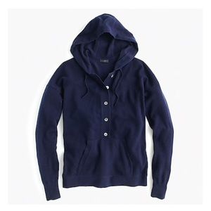 Jcrew Italian Cashmere Navy Blue button up Hoodie